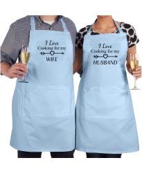 Romantic I Love Cooking For My Wife or Husband Heart Arrow Printed Adult Unisex Wedding Apron 